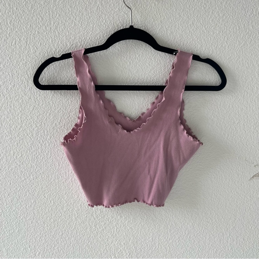 Mauve Scalloped Crop Top - Picture 2 of 3